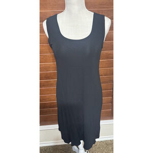 Club Monaco Black Tank dress slinky travel knee length sz L empire waist LBD